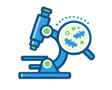 Microscopio analizando contaminantes